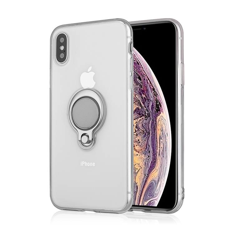 iPhone Xs Max RING Stand Transparent Case with Metal Plate (Clear)